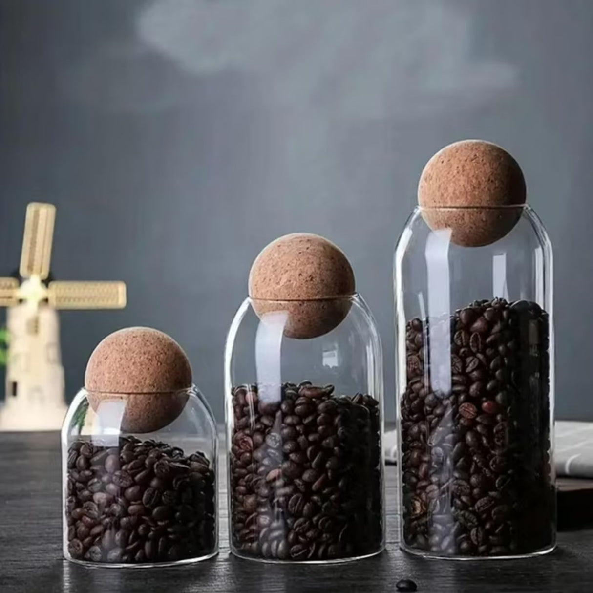 Set 3 Botellas Frascos Contenedor Vidrio Con Tapa Corcho. Perfectas para almacenar y decorar. ¡Compra ahora y organiza tu espacio con estilo!-3