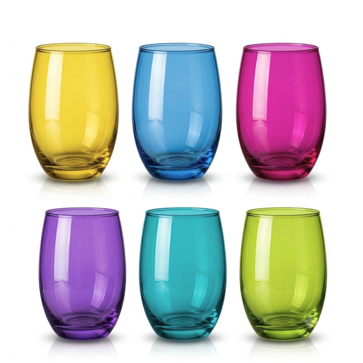 Set de 6 Vasos Mikonos Full Color 460ml Cristar fondo blanco | Disparo.cl