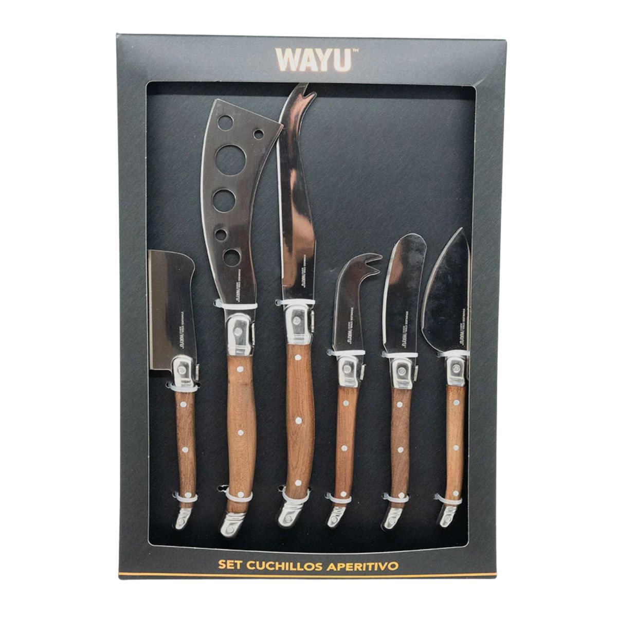 Set de Cuchillos para Aperitivo 6 Piezas Wayu caja fondo blanco