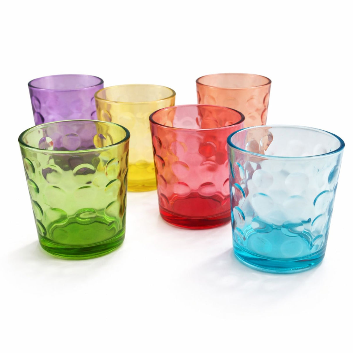 Set 6 Vasos Bajos Mixed 325 mL Vidrio Full Color Allegra | Disparo.cl