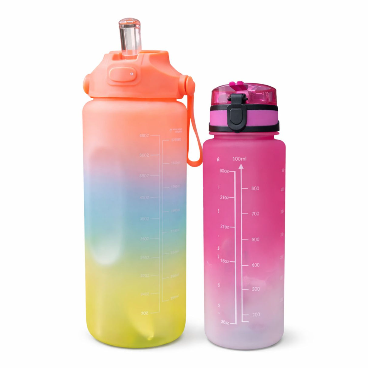 Set de Botellas Deportivas Degradado 2000 mL y 900 mL Multicolor | Disparo.cl