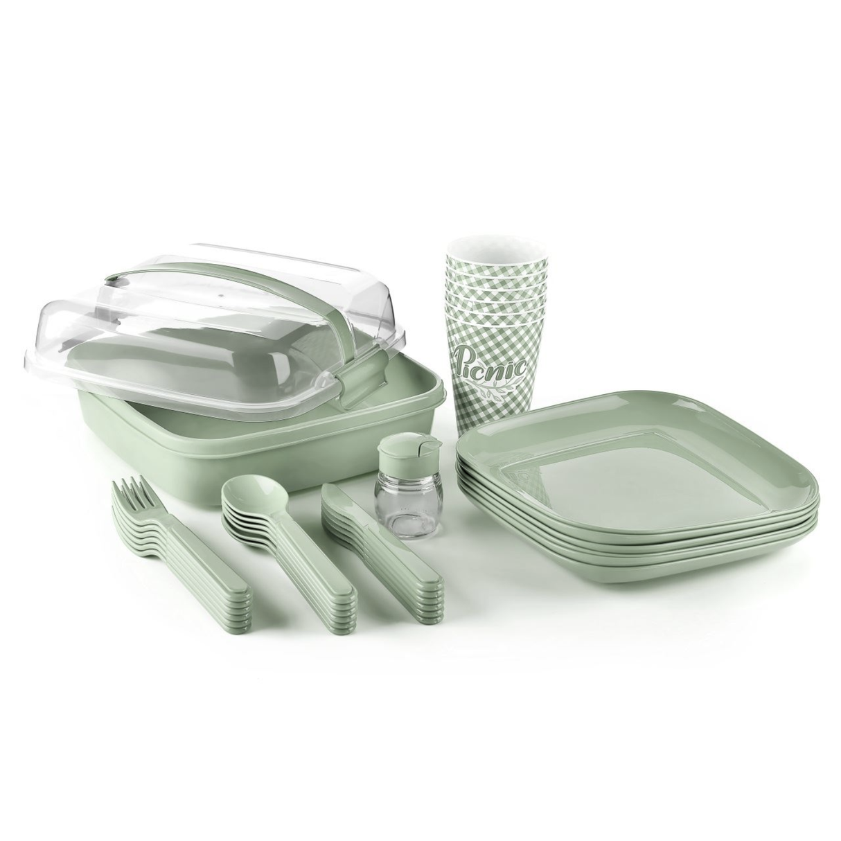 Set de Picnic Reutilizable 32 Piezas Con Vajilla Libre de BPA