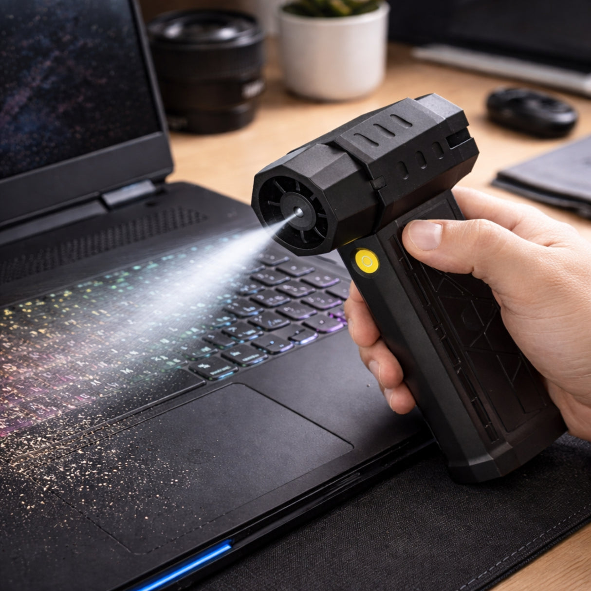 Soplador Portátil USB 200W Recargable con Linterna LED | Disparo.cl