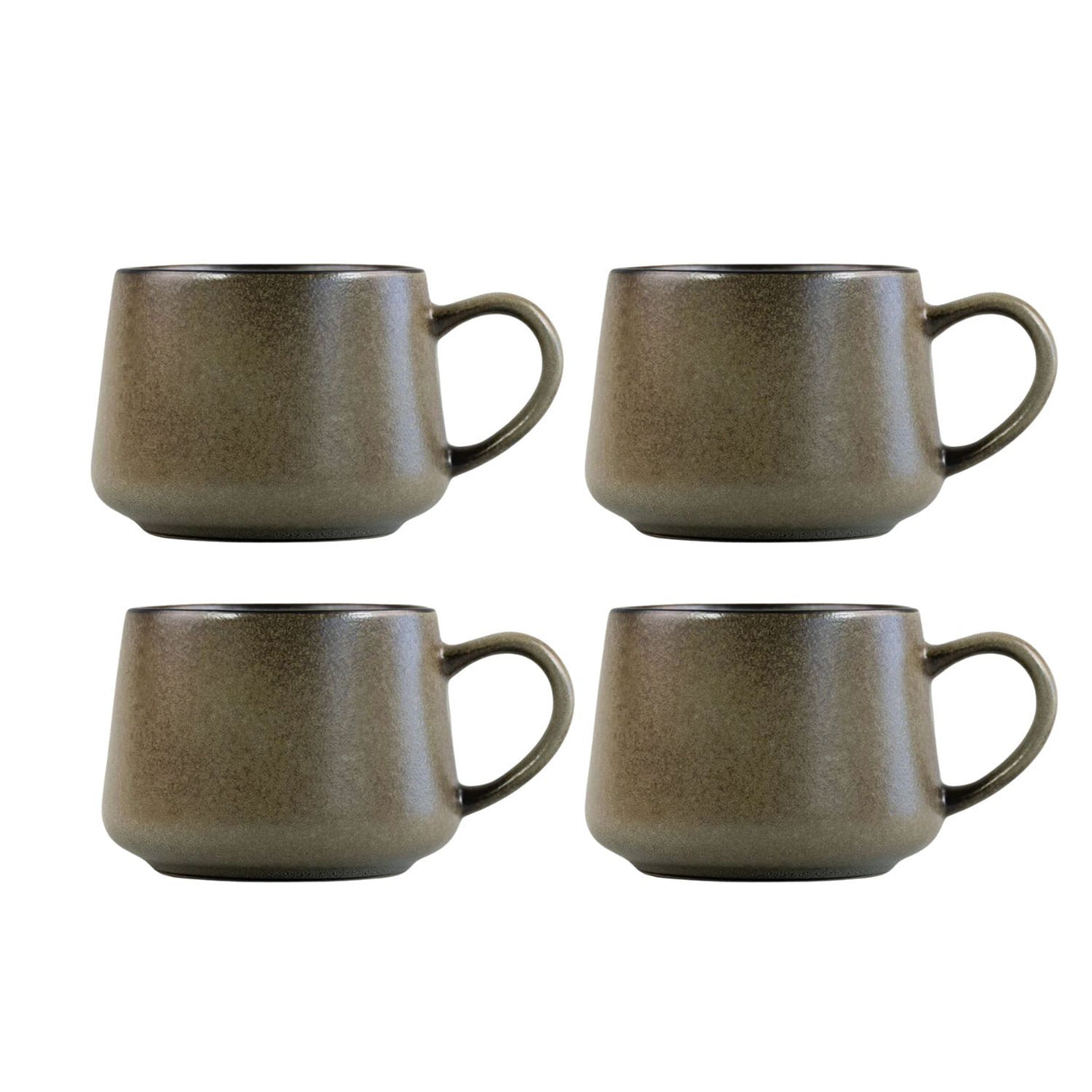 Set 4 Mug Cerámica 350mL Gres Wayu Taza Café Diseño Rústico