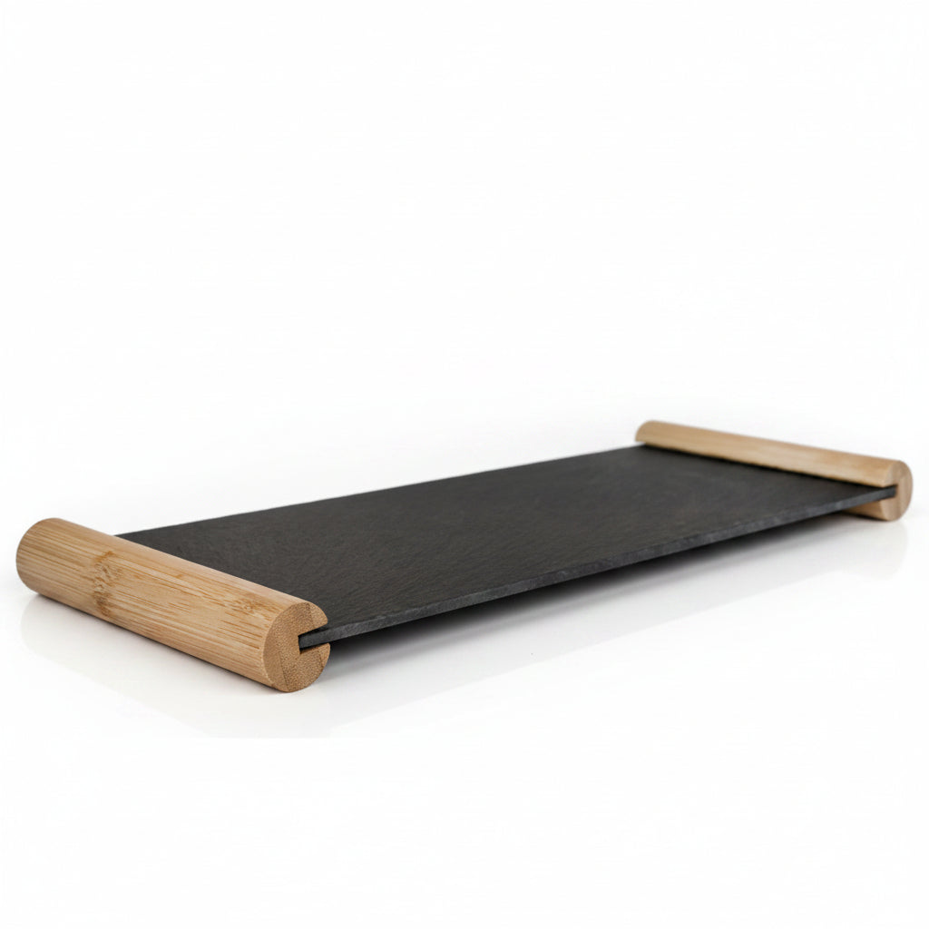 Tabla de Piedra 40 Cm Mango Bamboo Wayu fondo blanco
