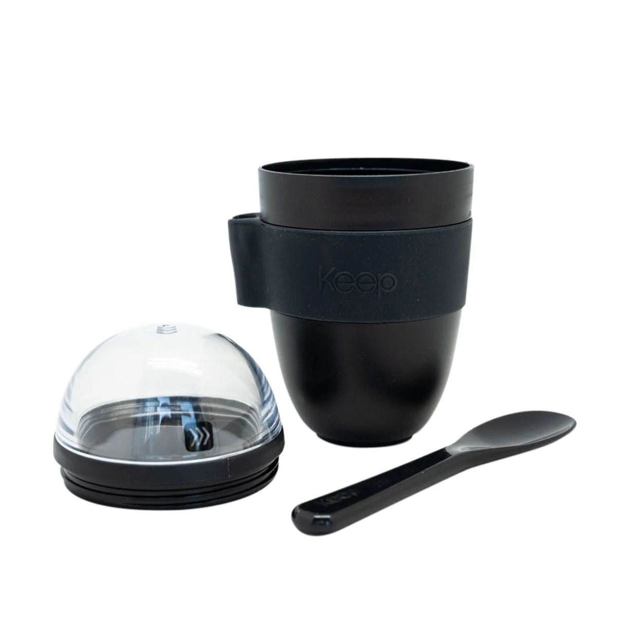 Vaso para Yogurt y Cereal Keep 330ml con Cuchara 3 partes negro