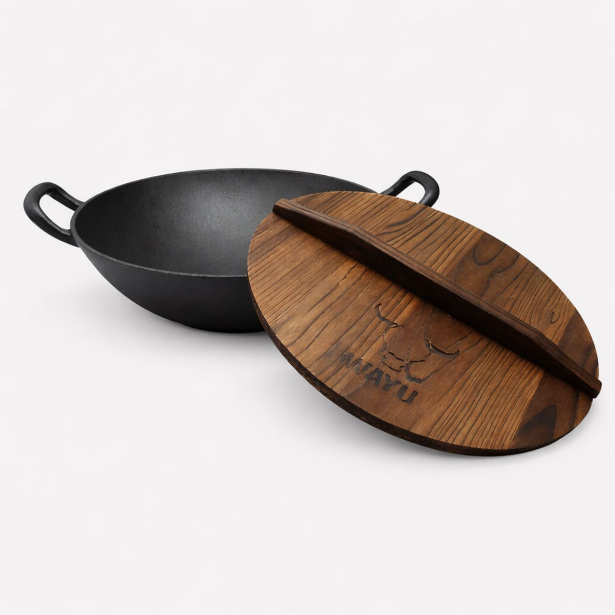 wok hierro fundido con asas laterales uso parrilla