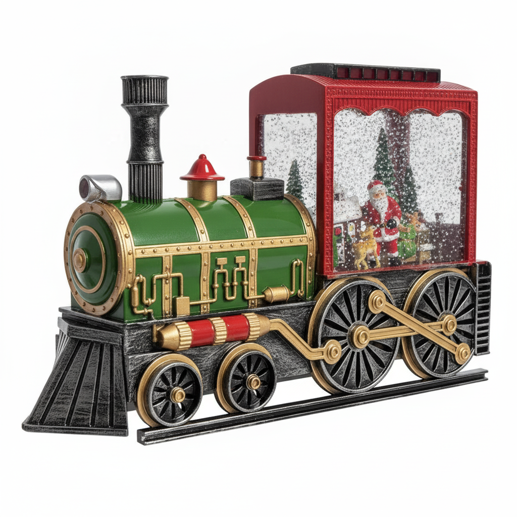 Adorno navideño tren Viejito Pascuero musical luz USB vista frontal