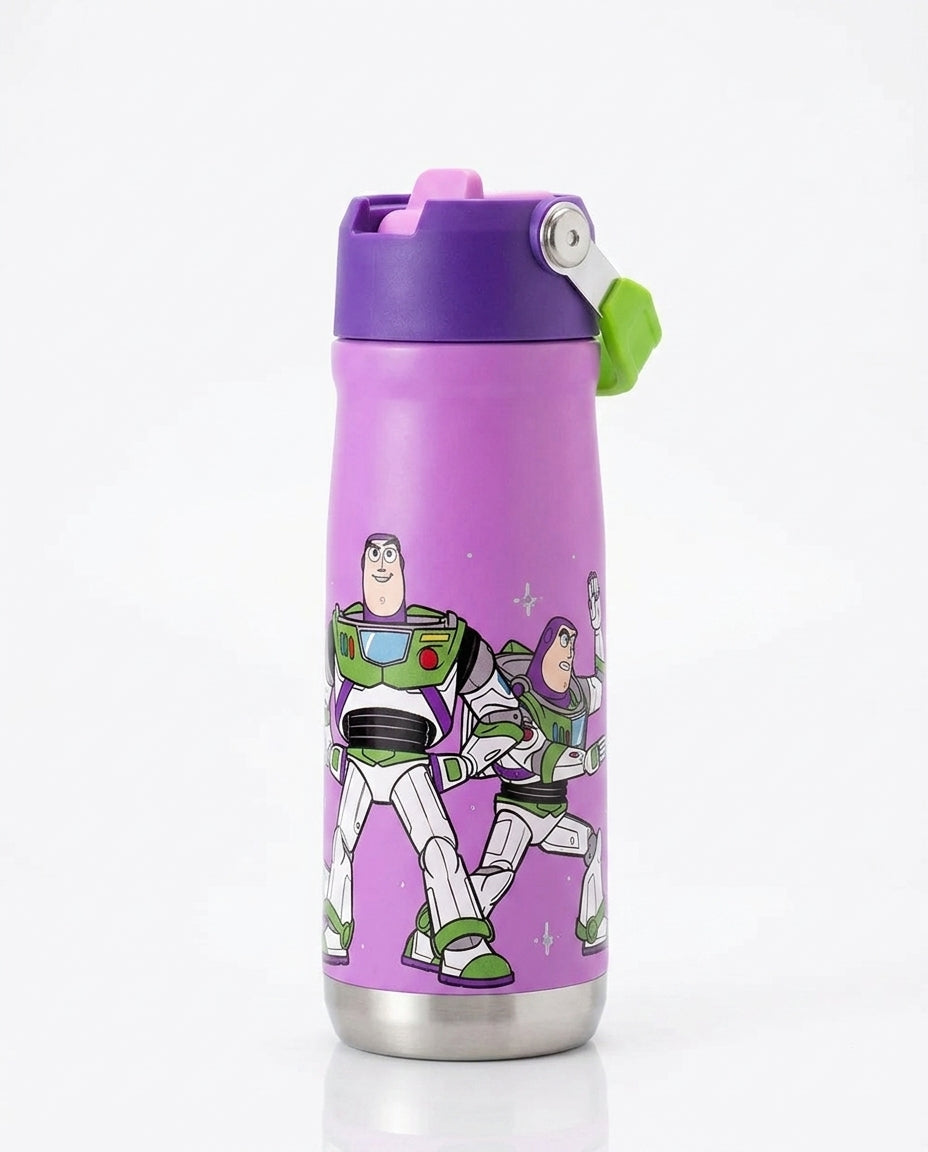 Botella agua 650ml Toy Story 5 Buzz Lightyear lila tapa morada vista frontal