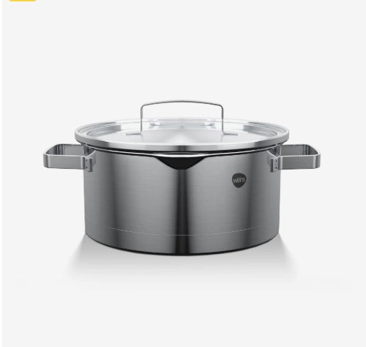 Cacerola acero inoxidable 20cm tapa vidrio Wens vista frontal fondo blanco