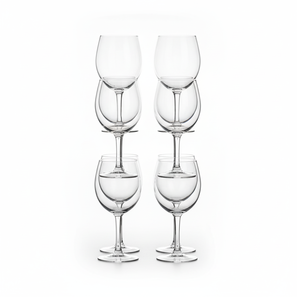 Set 10 copas vino acrílico plástico transparente apiladas vista frontal