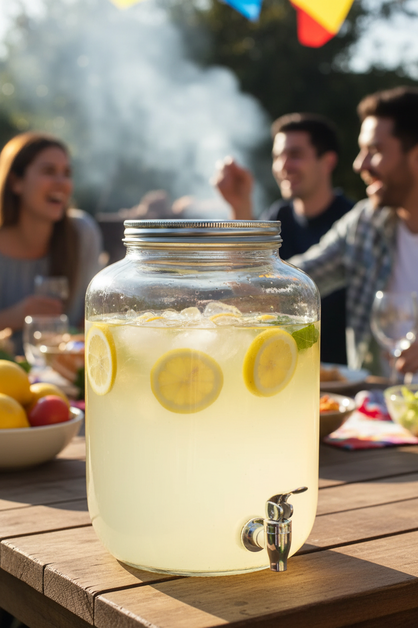 Vitrolero dispensador vidrio bebidas limonada asado quincho chileno exterior