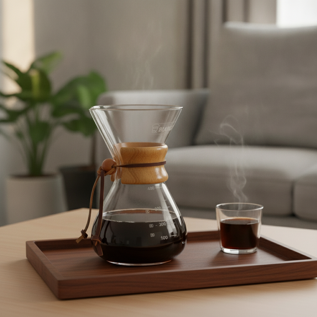 Dripper V60 madera living chileno taza café negro tarde