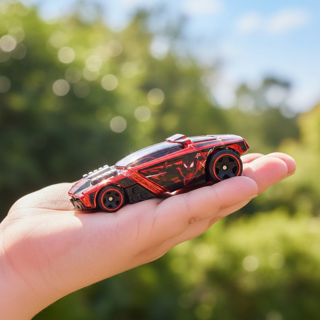 Miniatura die-cast Hot Wheels Rogue Hog rojo metalizado Spider-Man Marvel