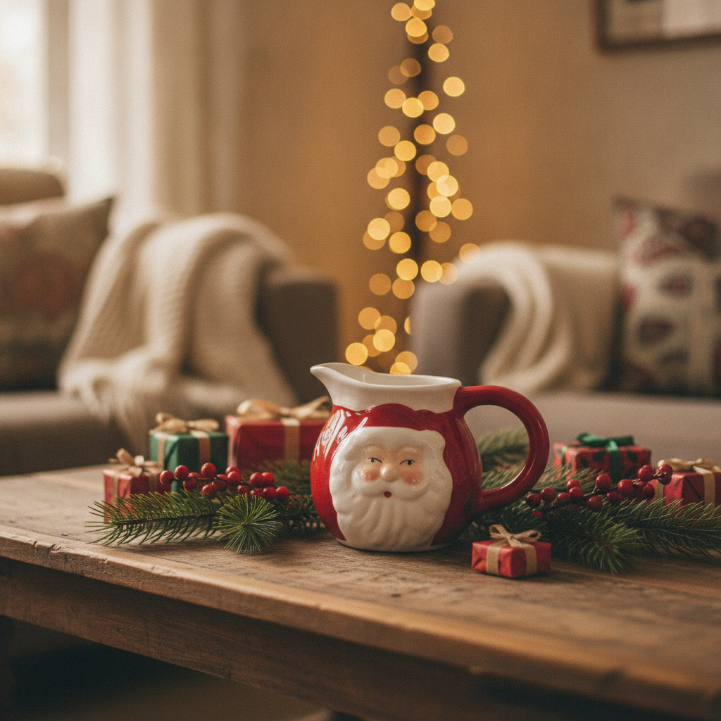 Jarra ceramica Santa Claus decoracion navideña living hogar chileno