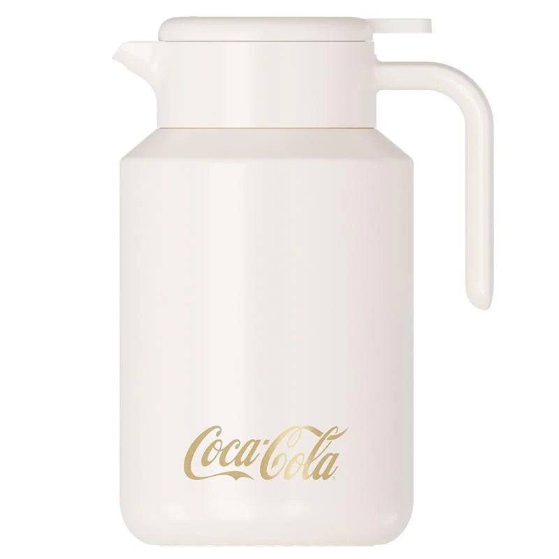 Jarra termo Coca-Cola Germ 1600ml acero inoxidable blanca logo dorado vista frontal