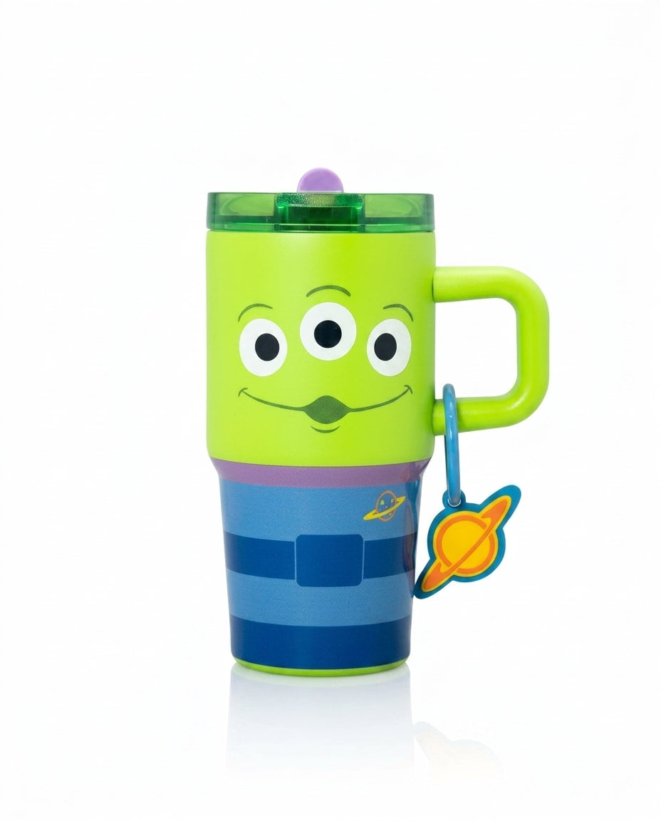 Mug térmico Toy Story Alien 20oz verde lima vista frontal fondo blanco