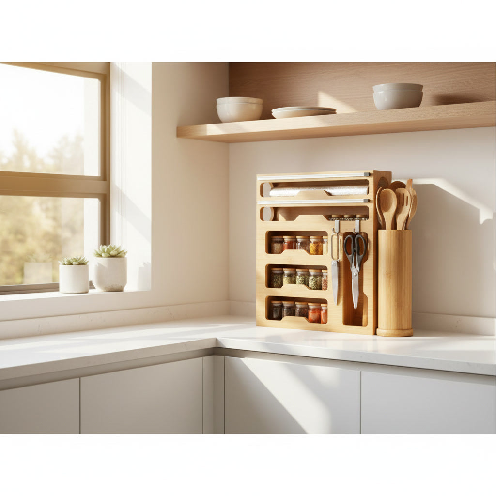 Organizador Bambú Cocina Papel Aluminio Bolsas | Disparo.cl
