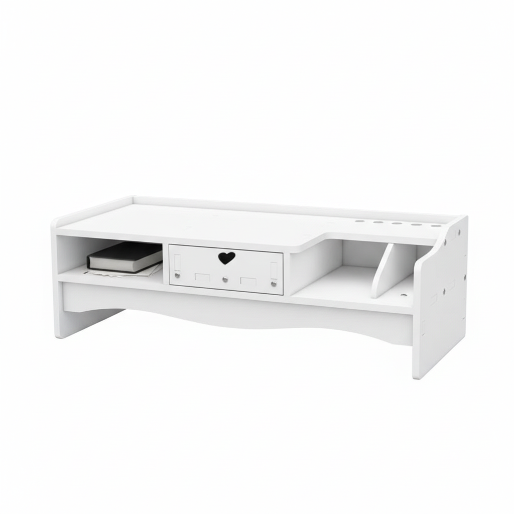 Organizador escritorio estante doble cajón blanco vista frontal fondo blanco