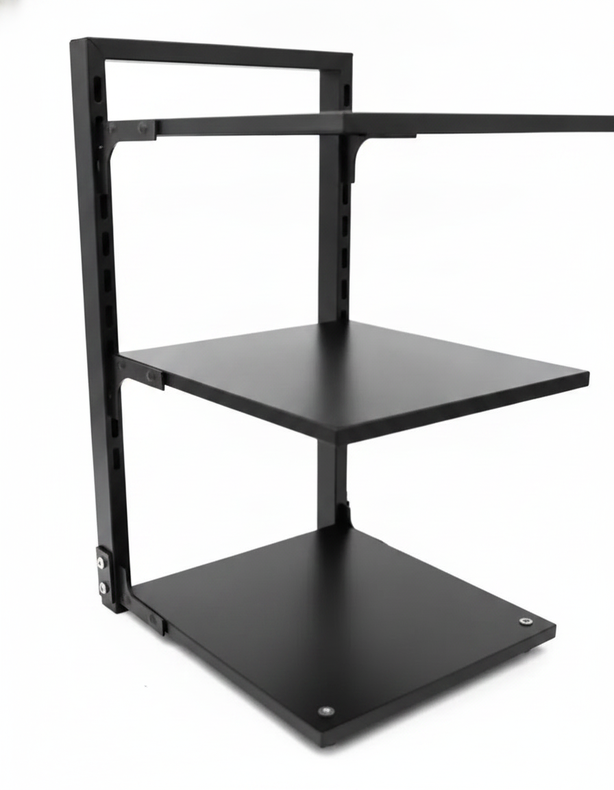 Organizador cocina vertical 3 niveles metal negro vista frontal fondo blanco