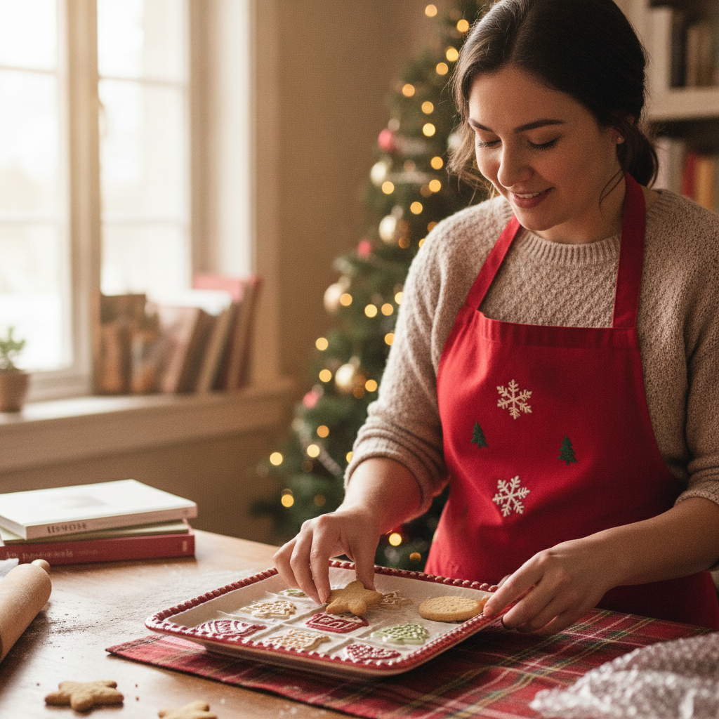 Plato ceramico navideño mujer cocina galletas navidad regalo diciembre
