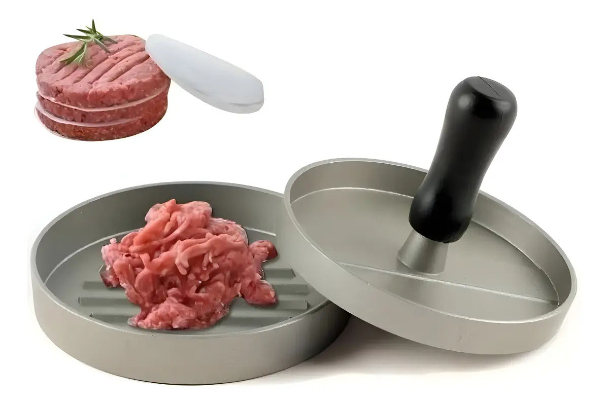 Prensa Para Hamburguesas Molde Antiadherente Asado Parrilla Color Aluminio - imagen 3