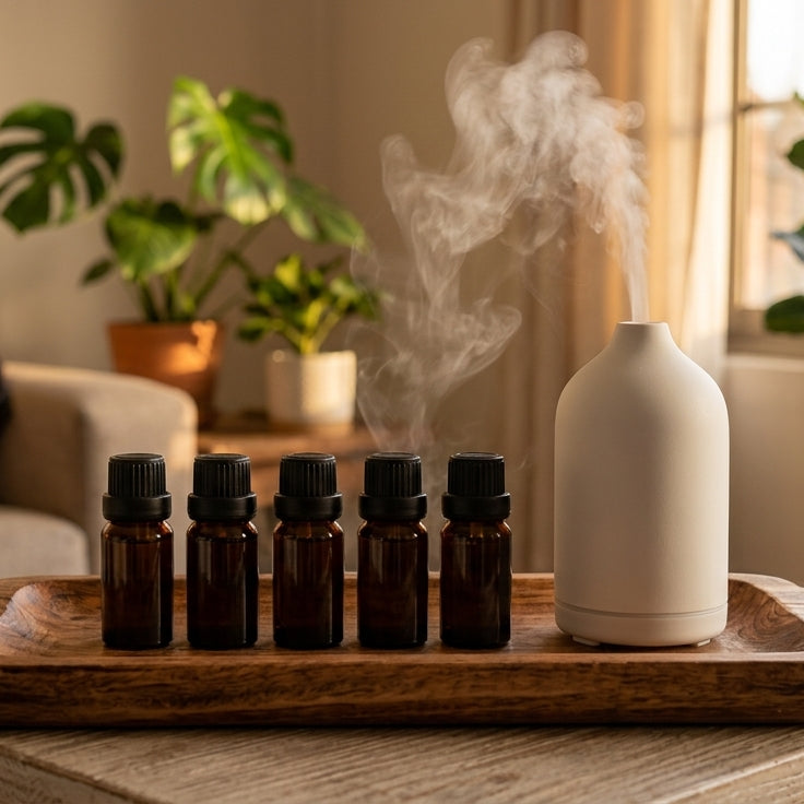 Aceites esenciales aromas hogar difusor ultrasónico living chileno ambiente relajante