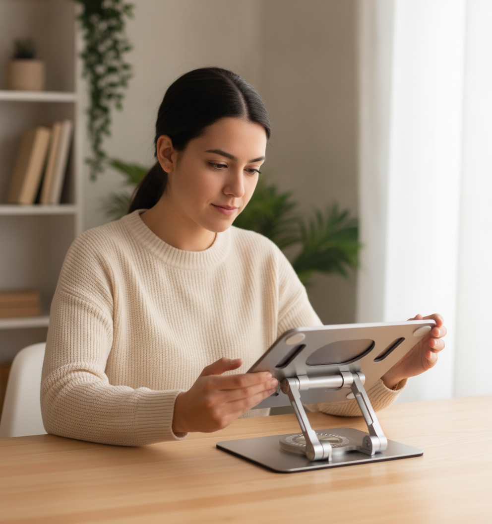 Soporte iPad aluminio cocina recetas tablet ajustable altura
