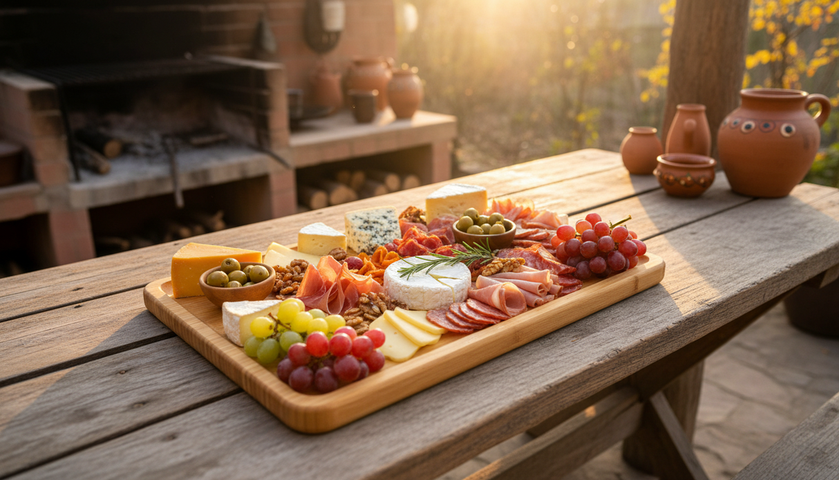 Tabla de madera para cortar y servir en cocina moderna chilena