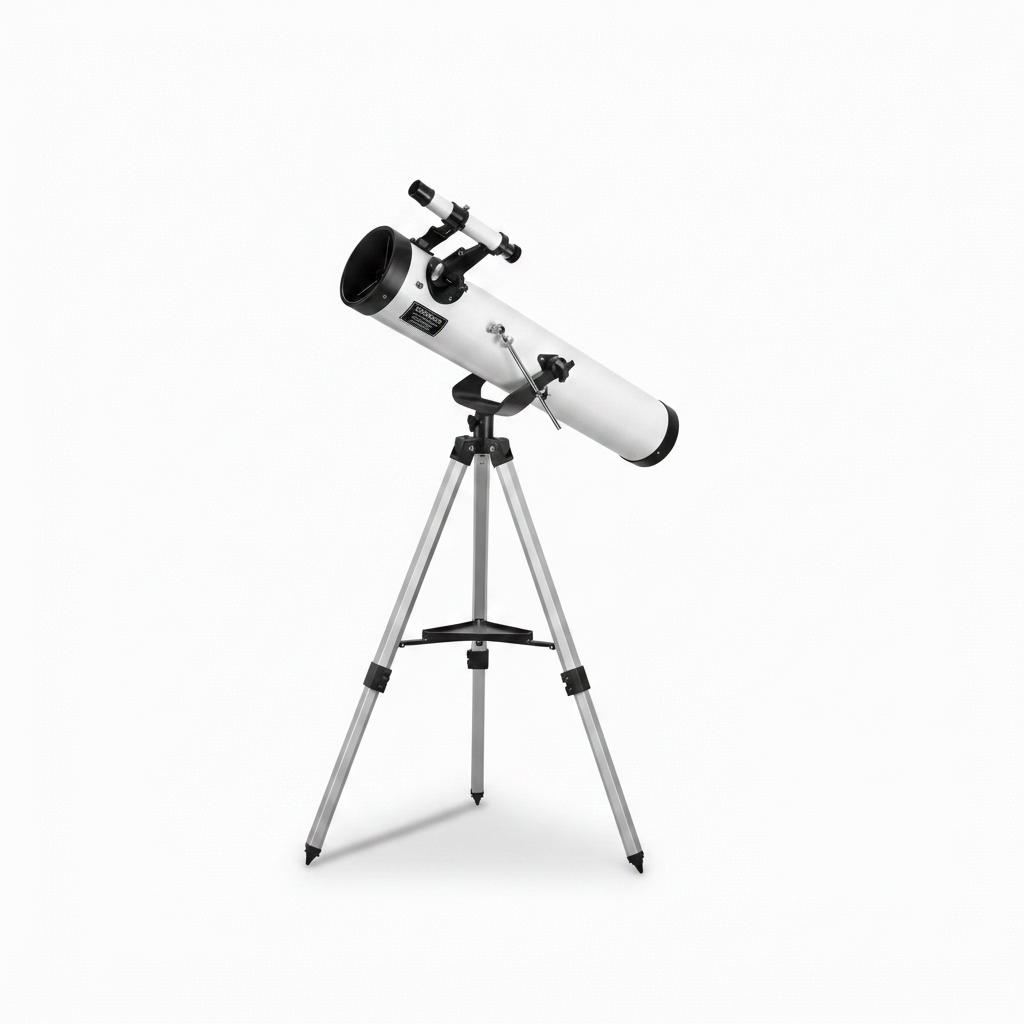 Joven chileno ajustando ocular telescopio reflector terraza noche Santiago estrellas
