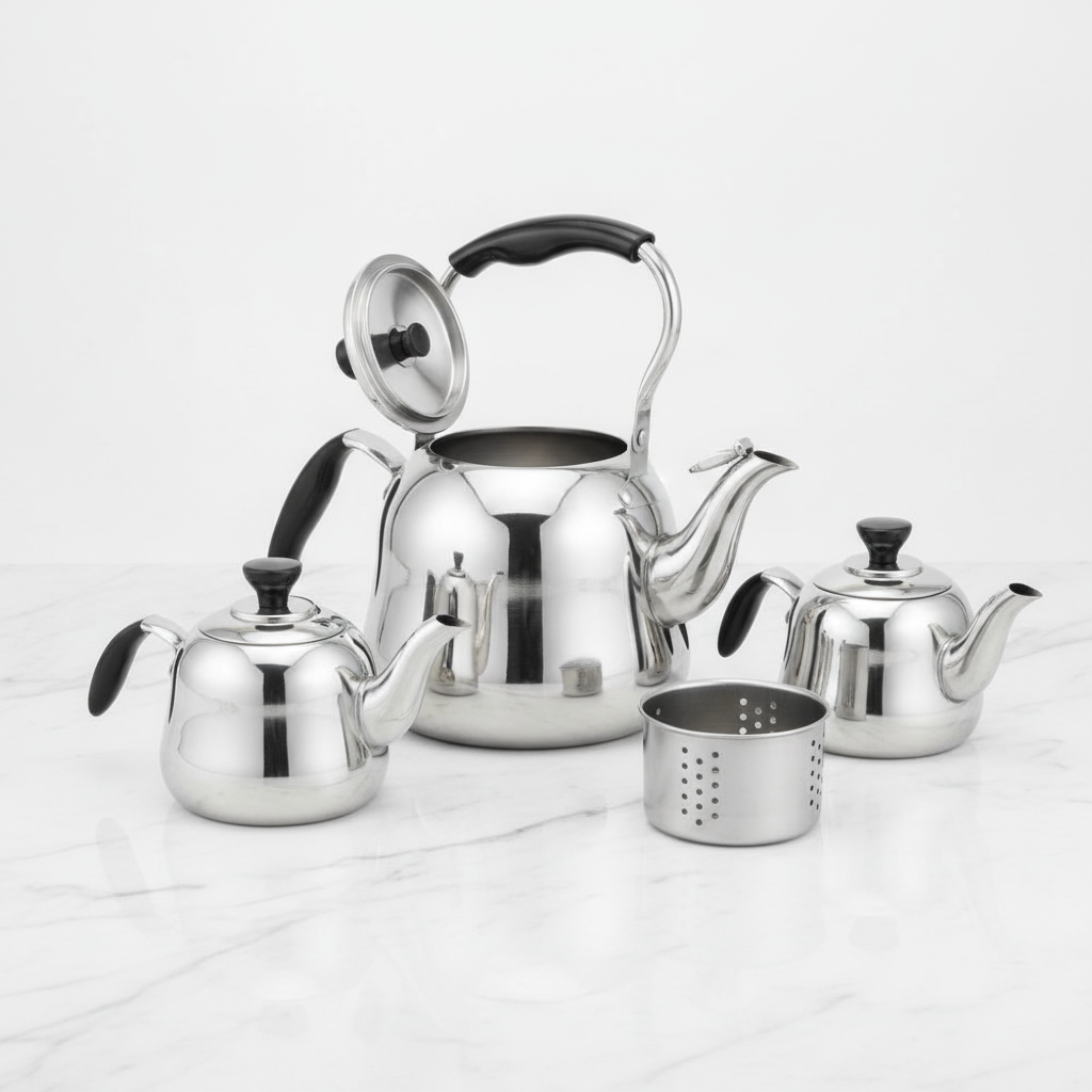 Tetera 5L acero espejo quincho terraza taza té hierbas