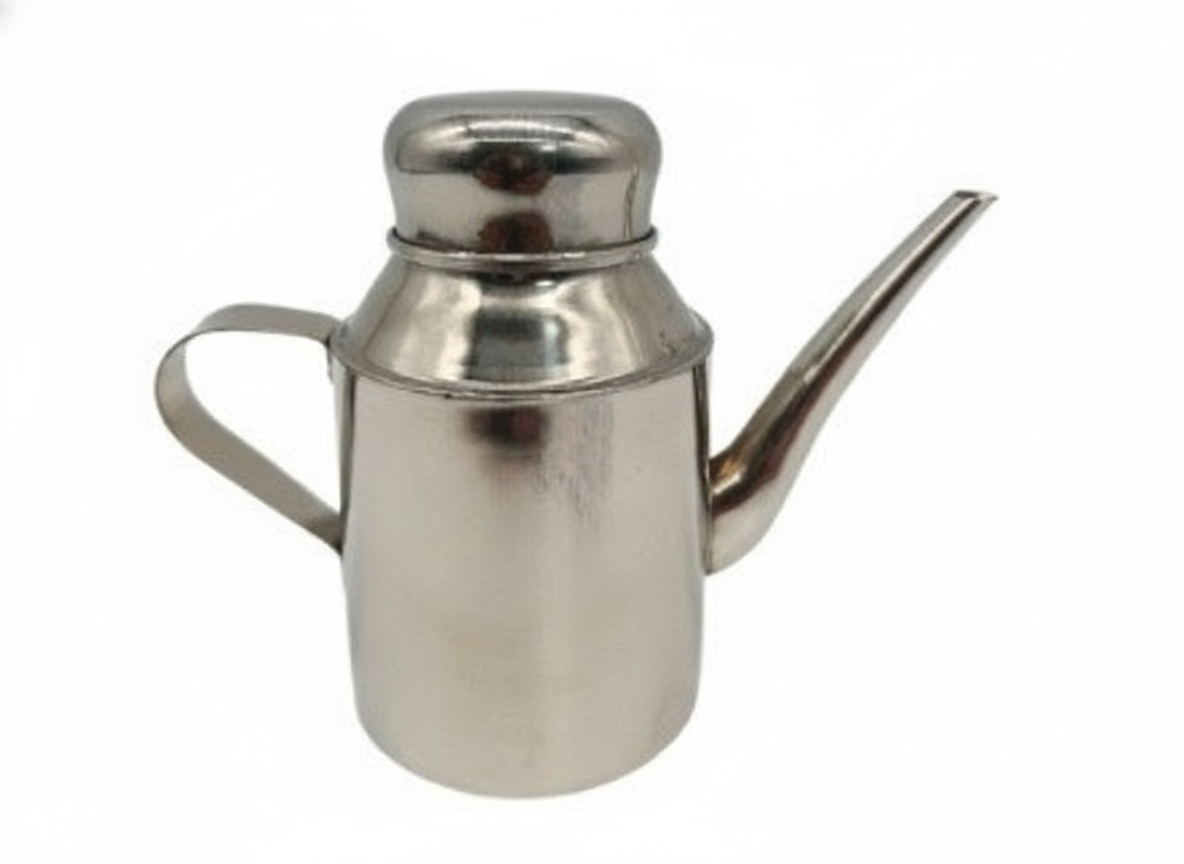 Tetera acero inoxidable jarra aceite cuello cisne 320mL vista frontal fondo blanco