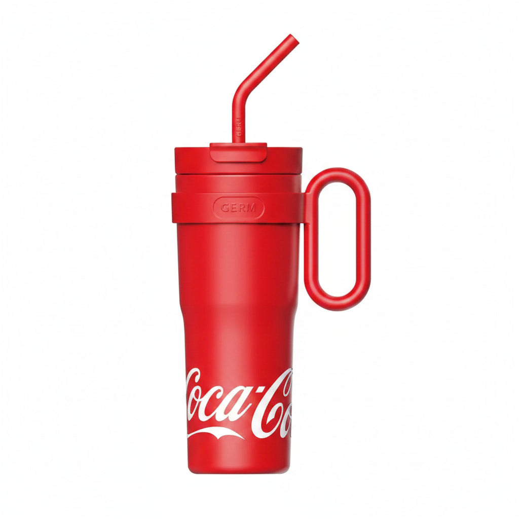 Vaso térmico Coca-Cola Germ Mega Tumbler 1100ml rojo fondo blanco vista frontal