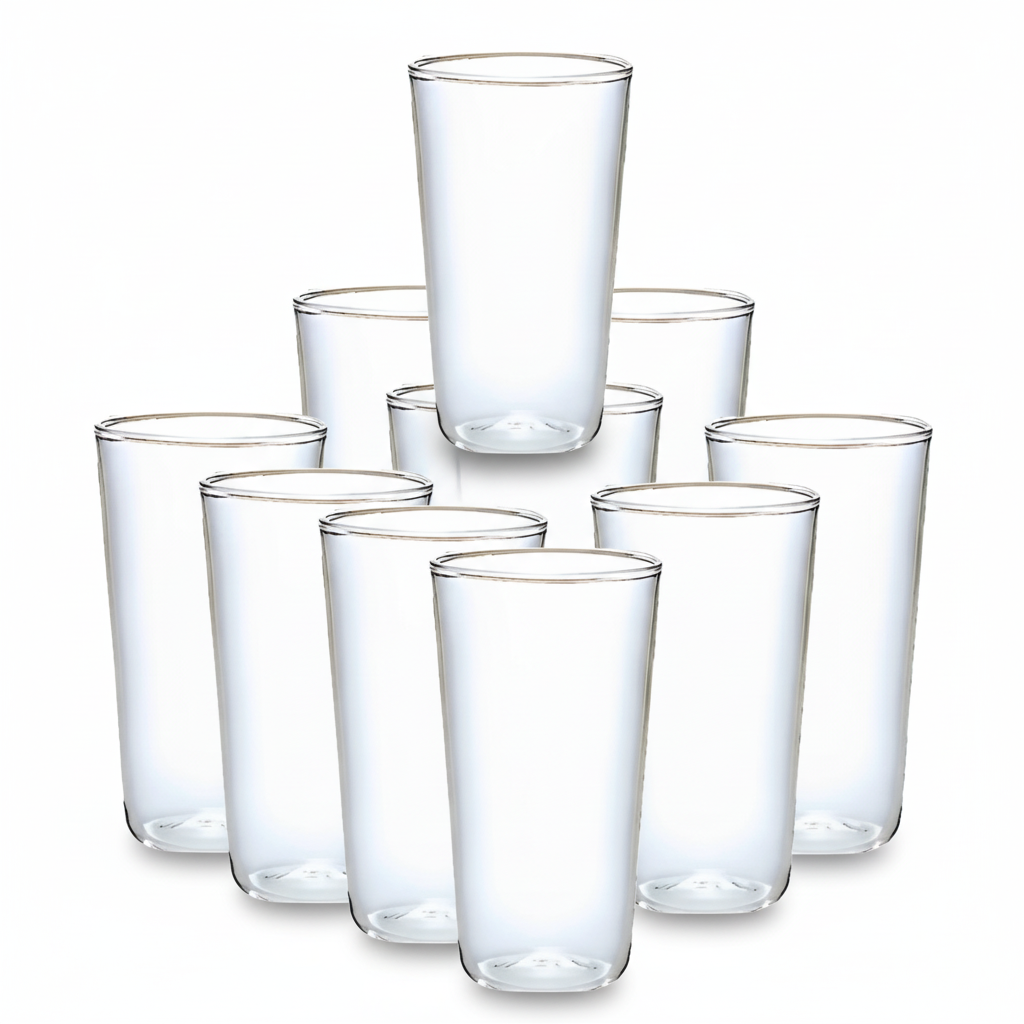 Pack 10 vasos acrílico transparente 300mL coctel piscola vista frontal