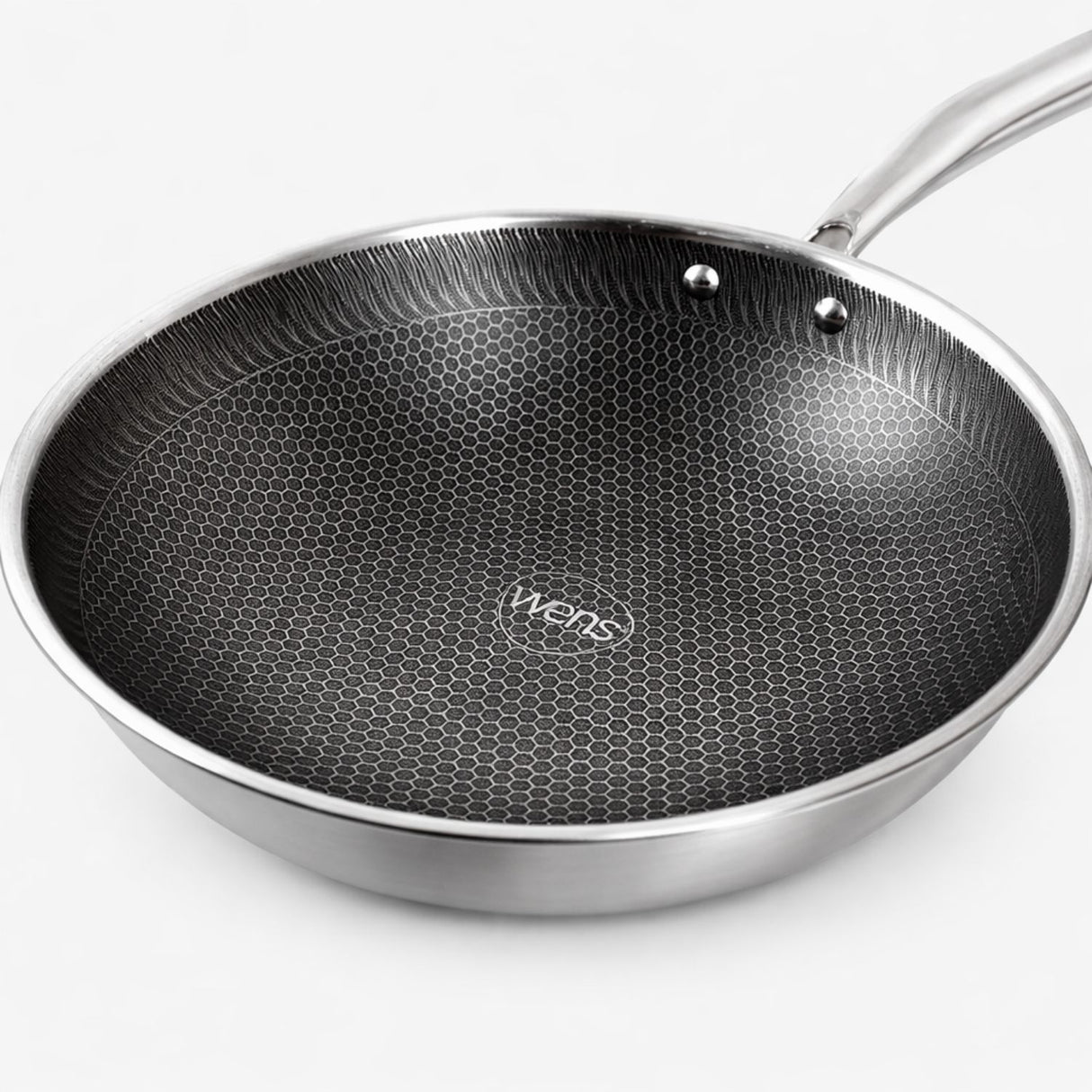 detalle superficie honeycomb antiadherente sarten wok 28cm