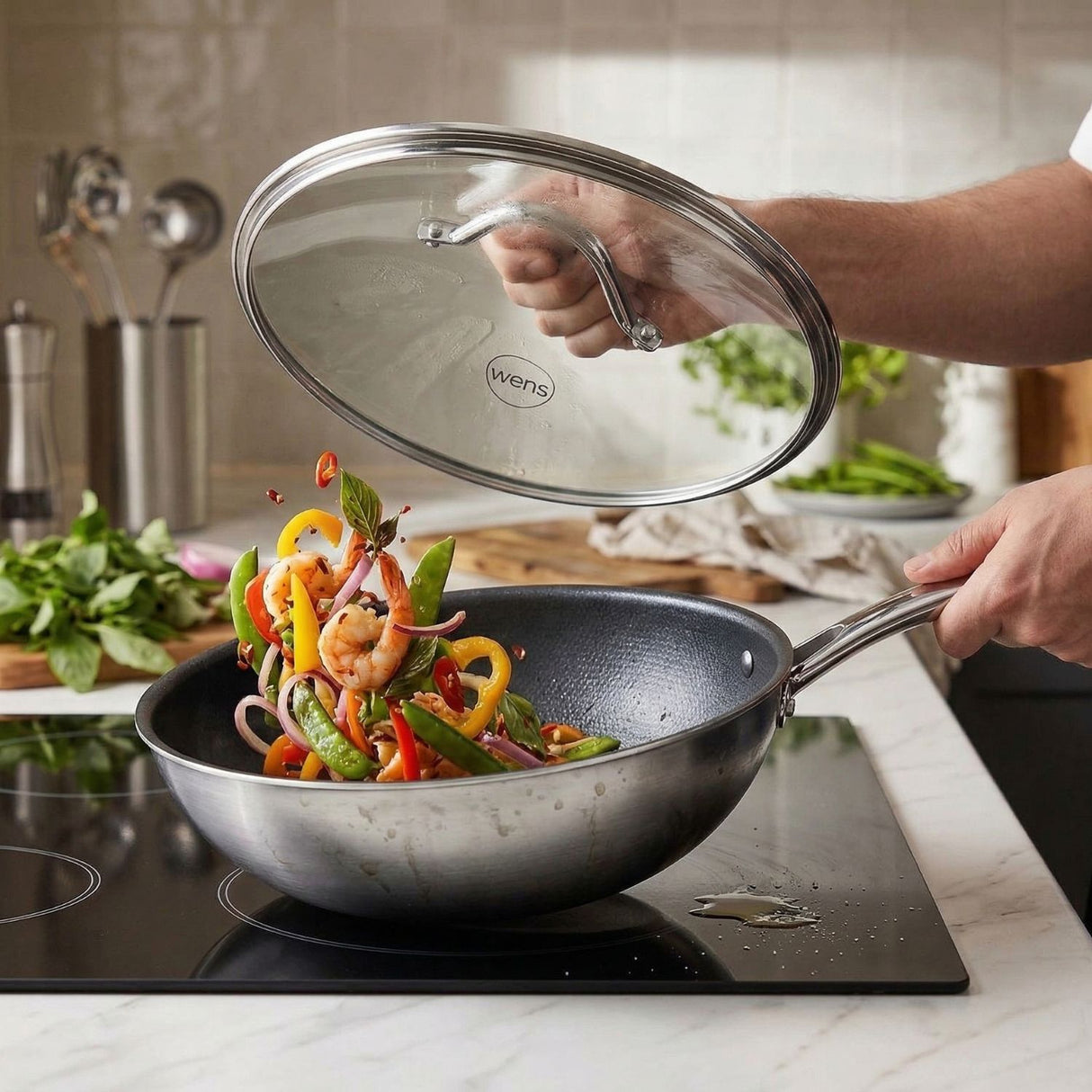 wok wens 28cm apto para induccion y horno