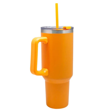 Vaso Mug Térmico Keep 1.1L Metálico Naranja Con Bombilla