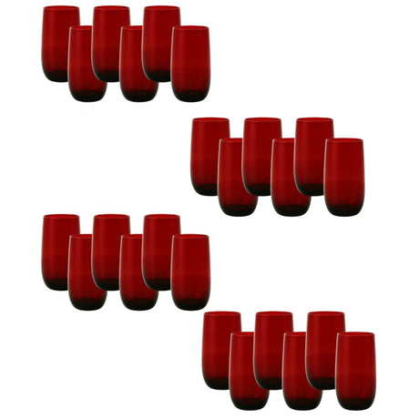 Set 24 Vasos Vidrio Altos Full Color Rojo 500mL Allegra | Disparo.cl