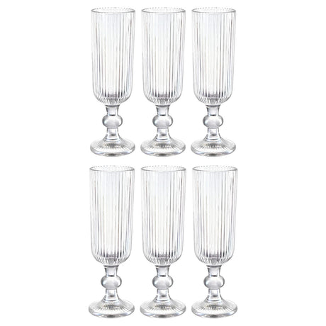 Set 6 Copas Flute Talladas 160mL Lisa Allegra De Vidrio | Disparo.cl