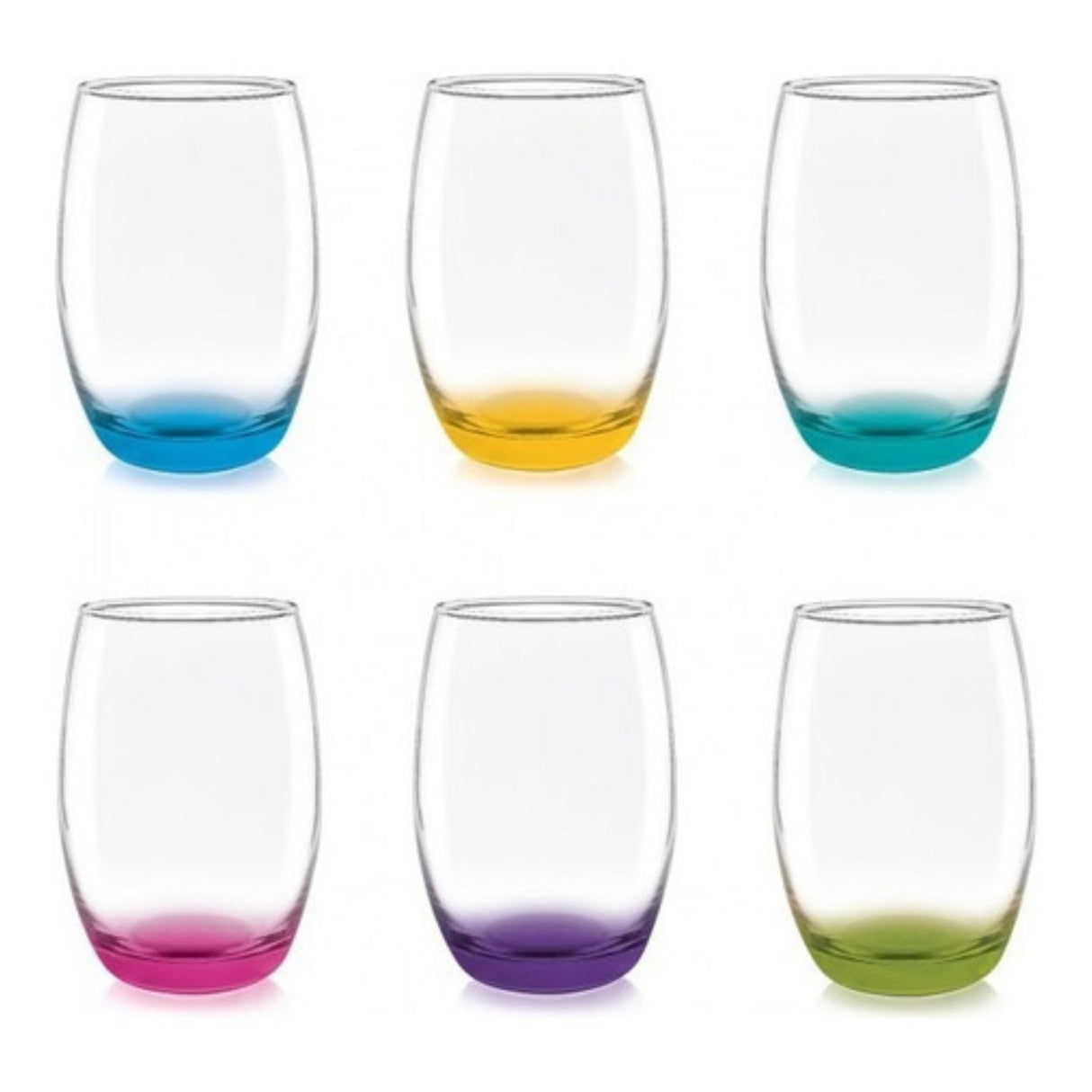 Set 6 Vasos Altos Mikonos Fondo Color 460mL Cristal