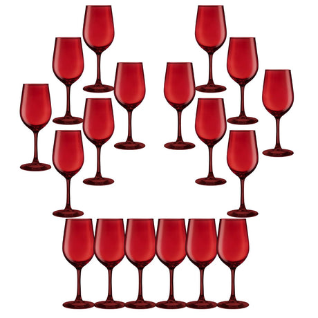 Set 18 Copas Vino Full Color Rojo 475mL Allegra De Vidrio | Disparo.cl