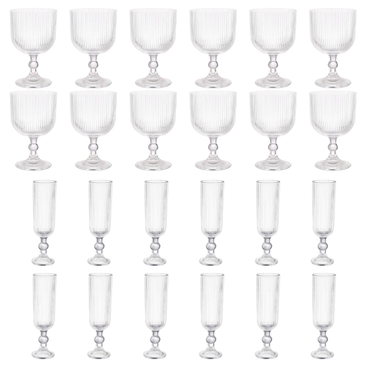 Set 24 Copas Talladas Lisa Allegra Vidrio Transparente | Disparo.cl