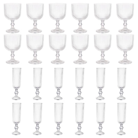 Set 24 Copas Talladas Lisa Allegra Vidrio Transparente | Disparo.cl