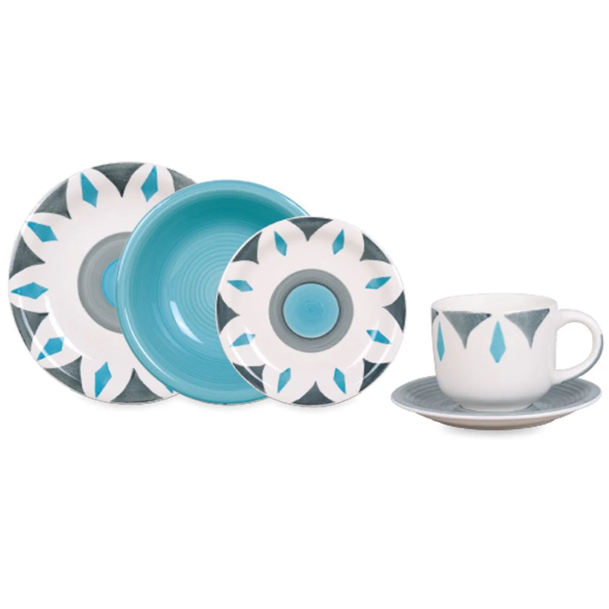 Juego 30pzs Ceramica Marianne Hallen Color Celeste