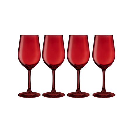 Set 4 Copas Vino Rouge Full Color Rojo 315mL Allegra Vidrio | Disparo.cl