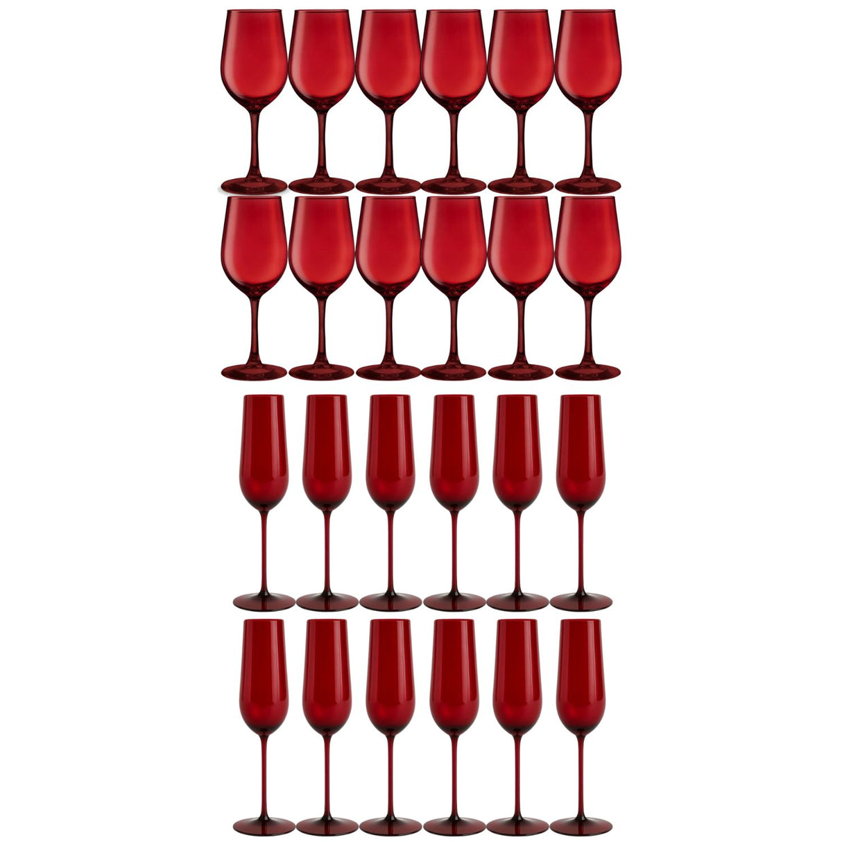 Set 24 Copas Full Color Rojo Allegra Vidrio Celebraciones | Disparo.cl