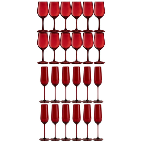 Set 24 Copas Full Color Rojo Allegra Vidrio Celebraciones | Disparo.cl
