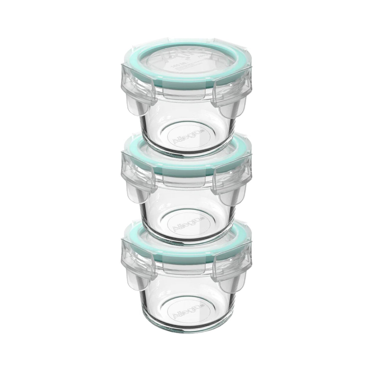 Set 3 Contenedores Hermeticos Allegra Vidrio 165mL Redondo