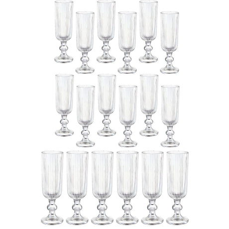 Set 18 Copas Flute Talladas 160mL Lisa Allegra De Vidrio | Disparo.cl