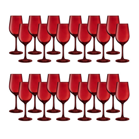 Set 24 Copas Vino Full Color Rojo Allegra 330mL Vidrio | Disparo.cl